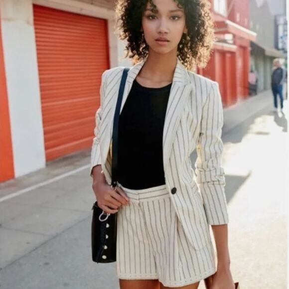 rag & bone Jackets & Blazers - RAG & BONE Millie Striped Blazer Ivory Black Pinstripe {L50}